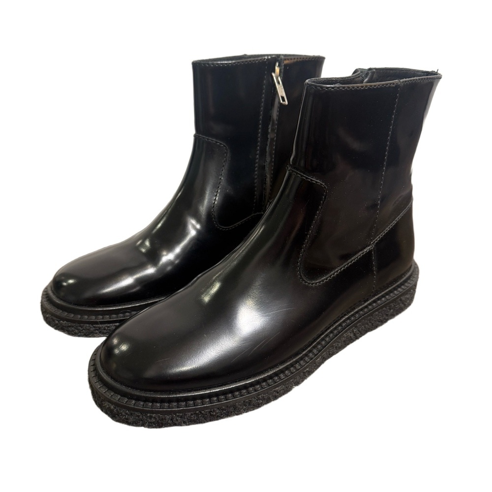 New Isabel Marant Etoile Boots FR 37 Black Chelsea Patent Leather Rubber Sole